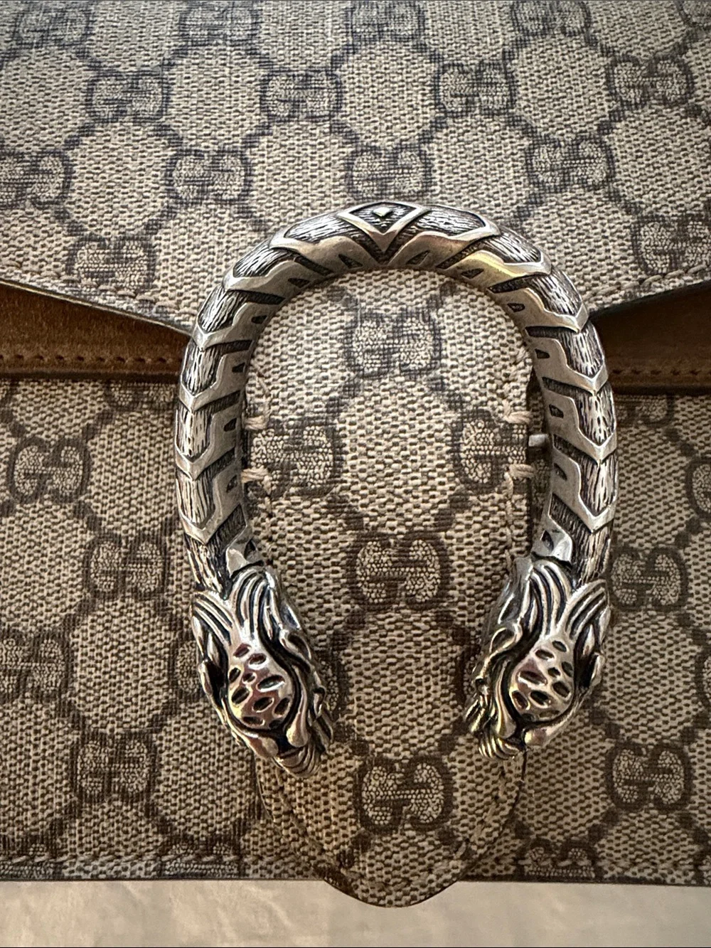 Gucci Beige Brown GG Supreme Dionysus Shoulder Bag
